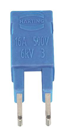 09330009821 JUMPER, 2POS, 16A, 4.6MM, BLUE HARTING