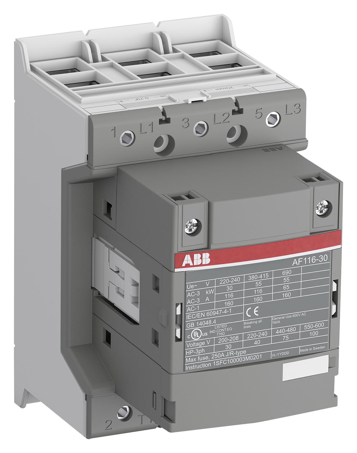 AF116-30-11B-13 CONTACTOR, 3PST-NO, 690V, DINRAIL ABB