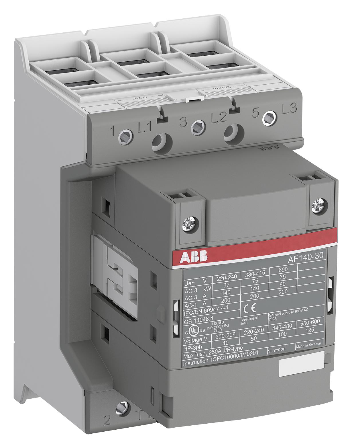 AF140-30-11B-13 CONTACTOR, 3PST-NO, 690V, DINRAIL ABB