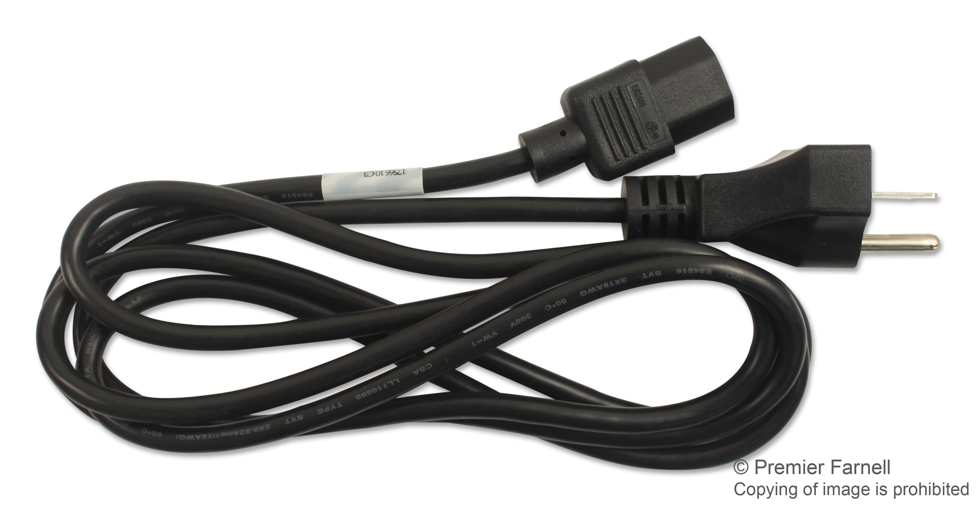 17566. POWER CORD, IEC 60320 C13/NEMA 5-15P, 2M VOLEX