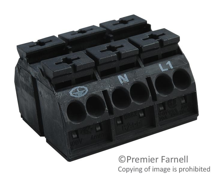 862-1503 TERMINAL BLOCK, BARRIER, 3POS, 12AWG WAGO