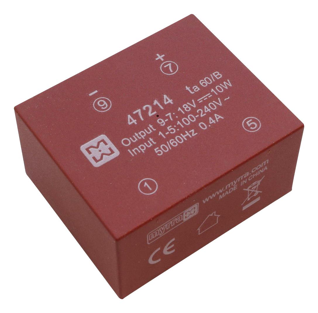 47214 POWER SUPPLY, AC-DC, 18V, 560MA MYRRA