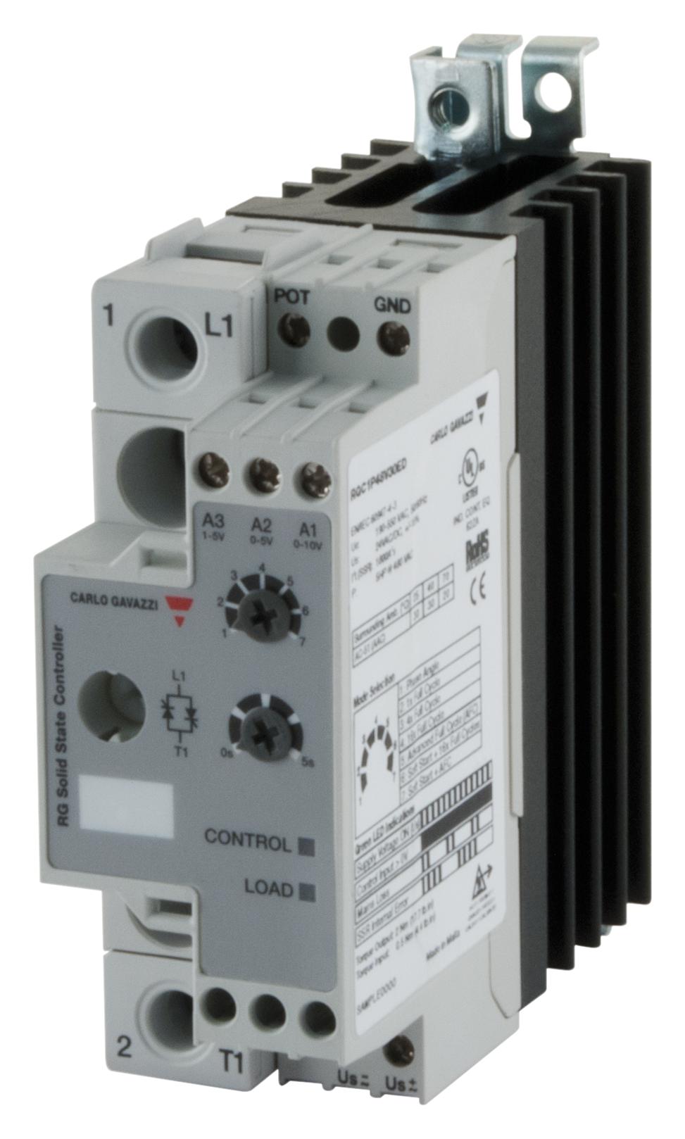 RGC1P48V42ED SOLID STATE CONTACTOR, 190-550VAC, 43A CARLO GAVAZZI