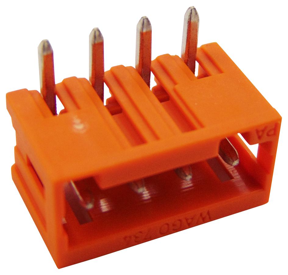 734-264 TERMINAL BLOCK, R/A, HEADER, 4POS, TH WAGO
