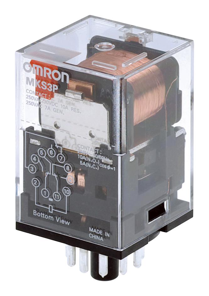 MKS3P-5 DC24 POWER RELAY, 3PDT, 10A, 250VAC, SOCKET OMRON