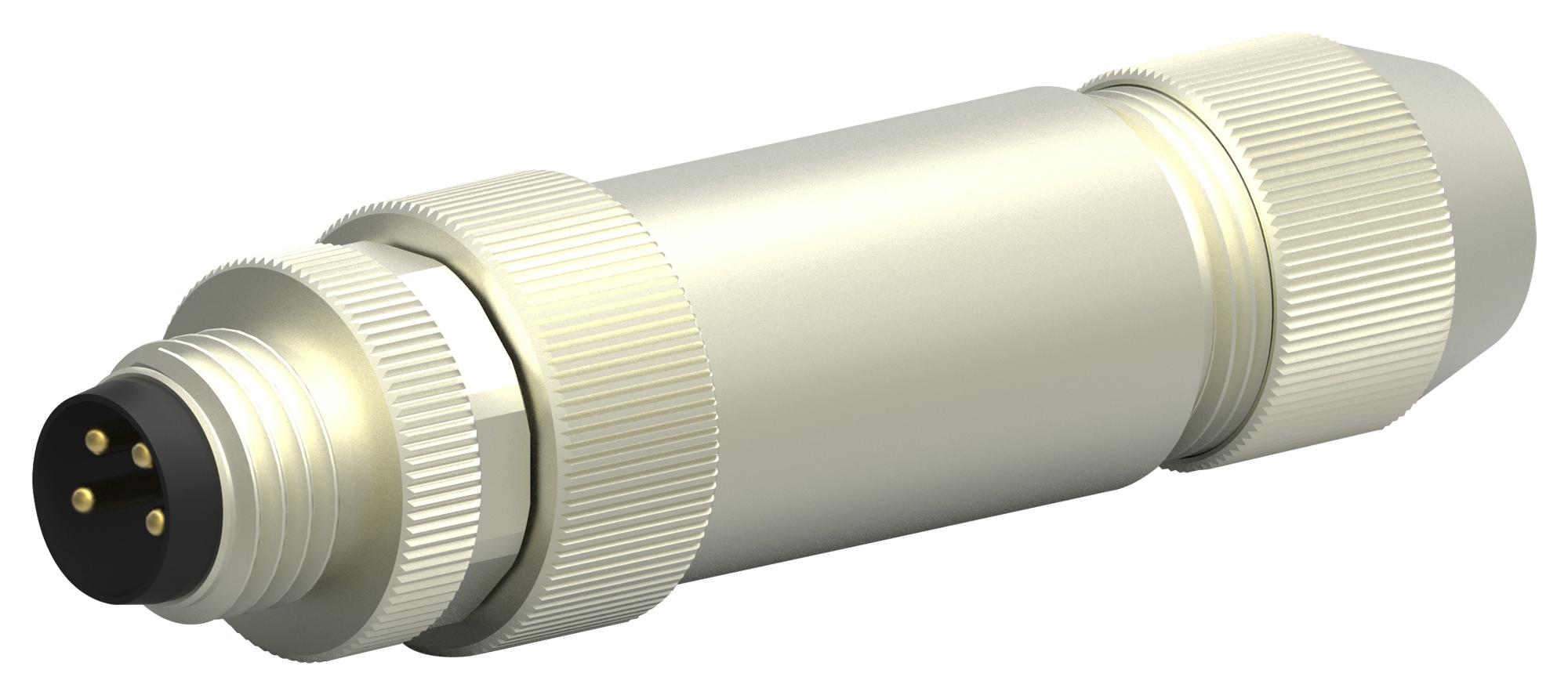 T4111512041-000 SENSOR CONNECTOR, M12, PLUG, 4POS TE CONNECTIVITY