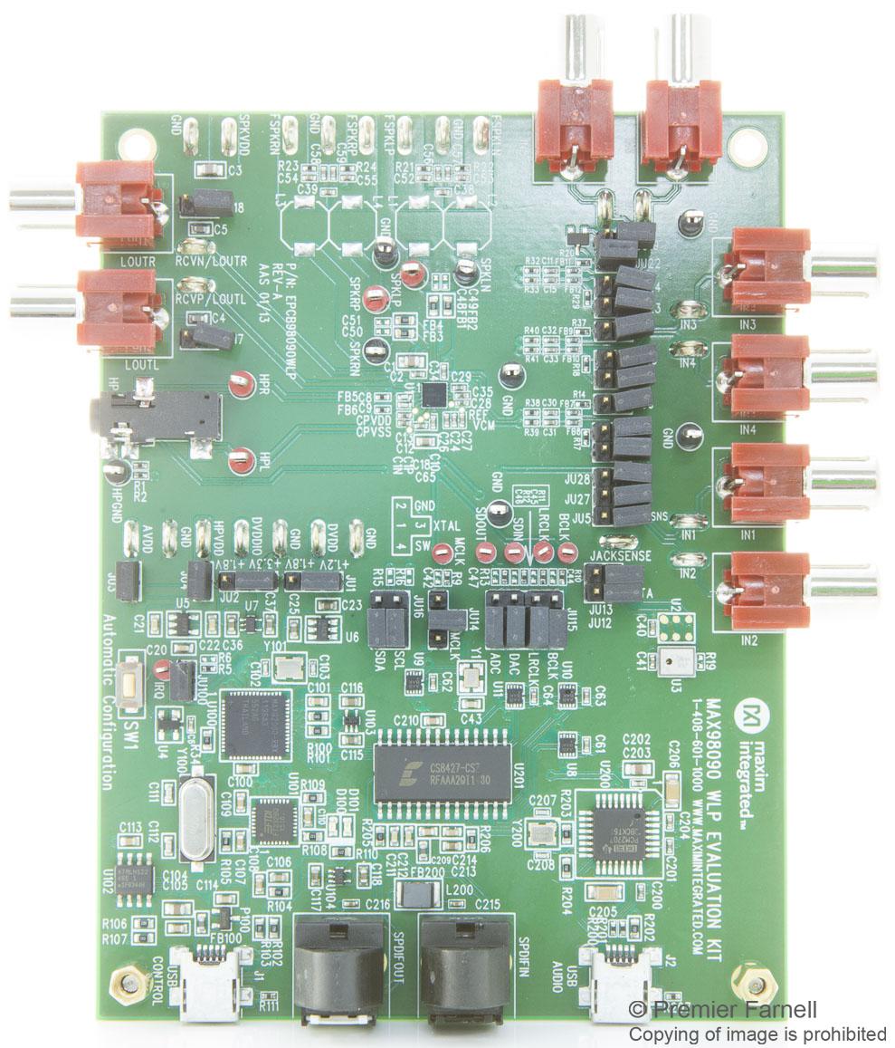 MAX98090EVKIT#WLP EVAL BOARD, STEREO AUDIO CODEC MAXIM INTEGRATED / ANALOG DEVICES