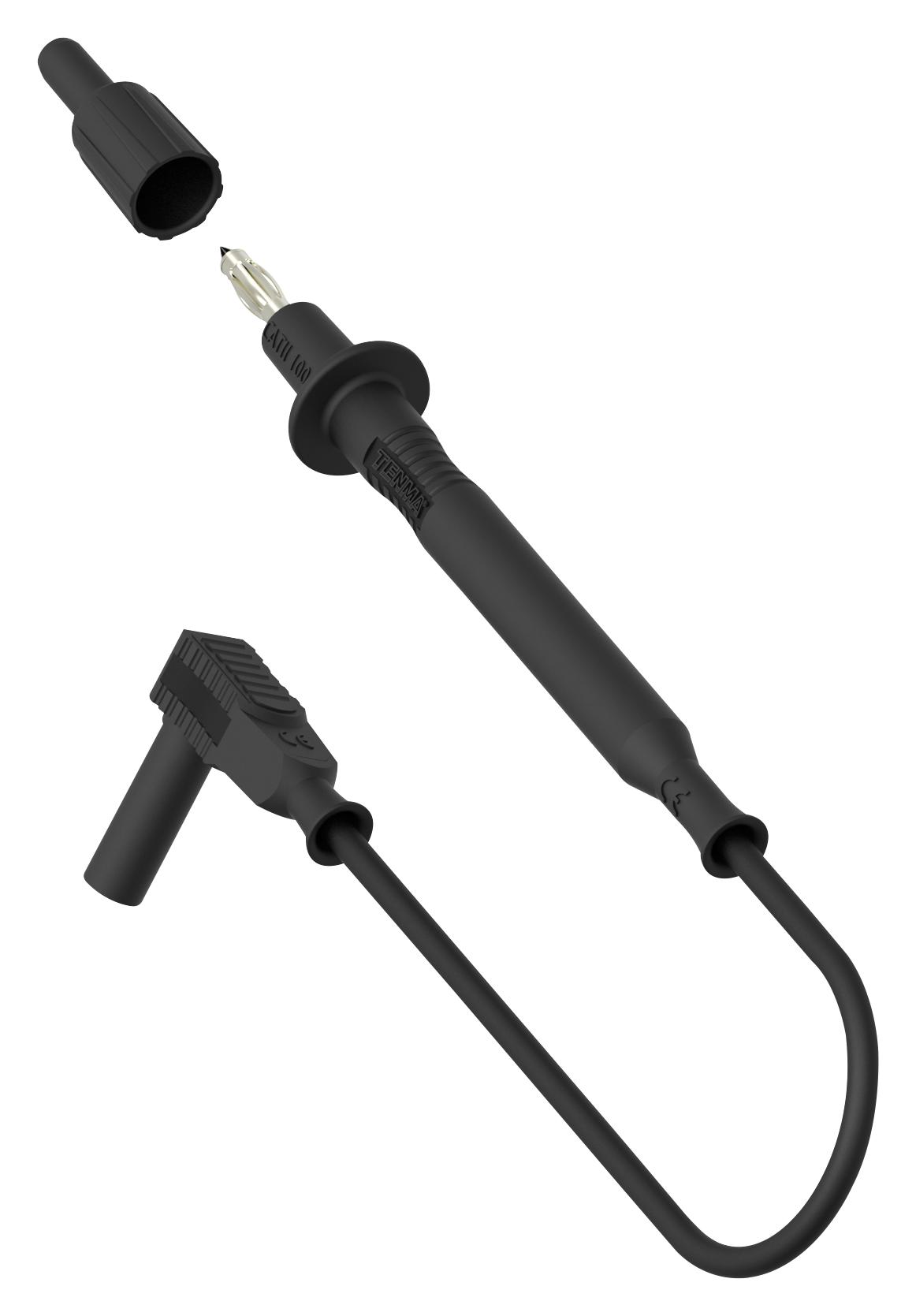76-047 4MM BANANA TIP PROBE-R/A PLUG, BLACK, 1M TENMA
