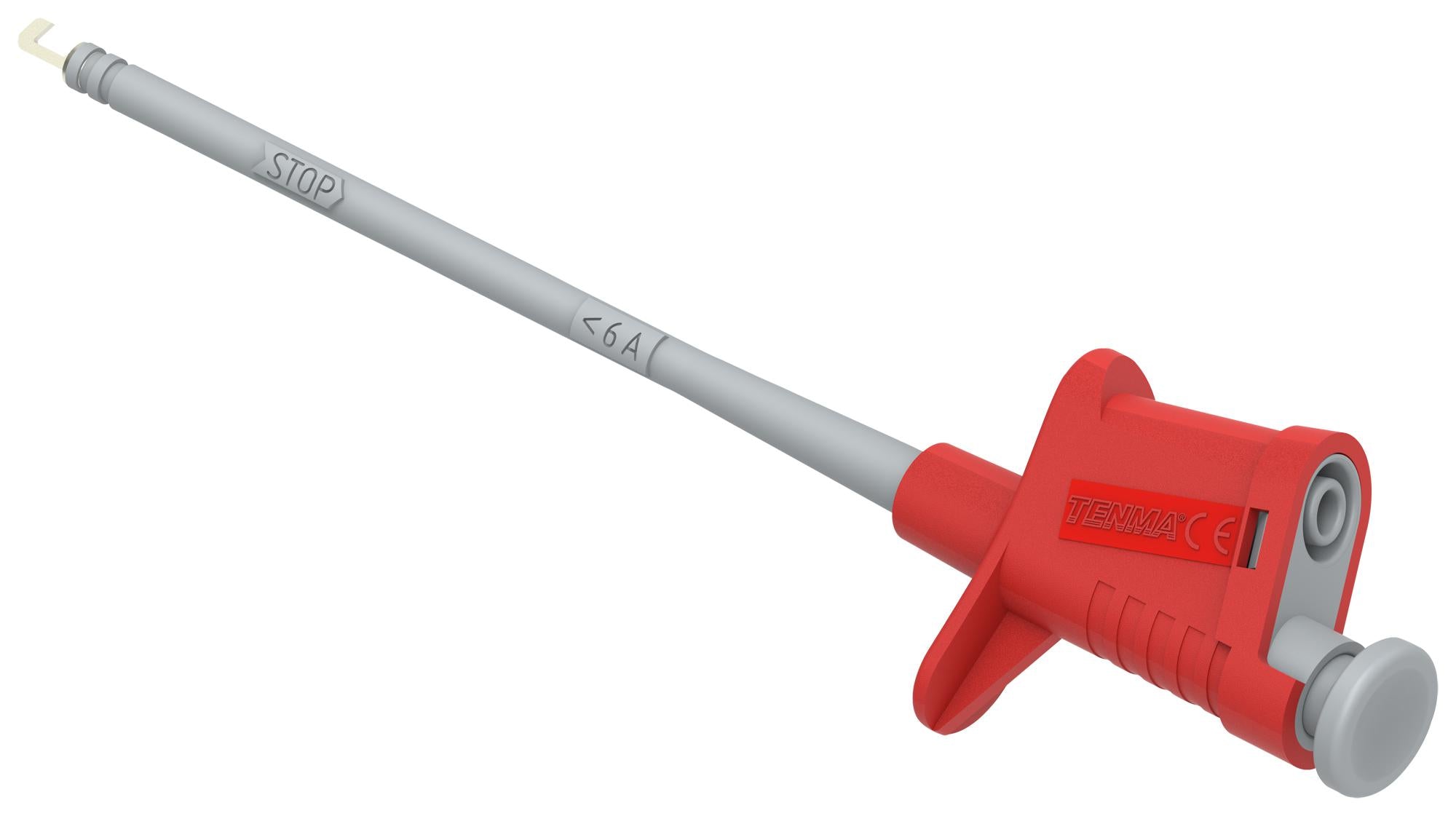 76-064 HOOK CLIP W/ 4MM FEMALE BANANA JACK, RED TENMA