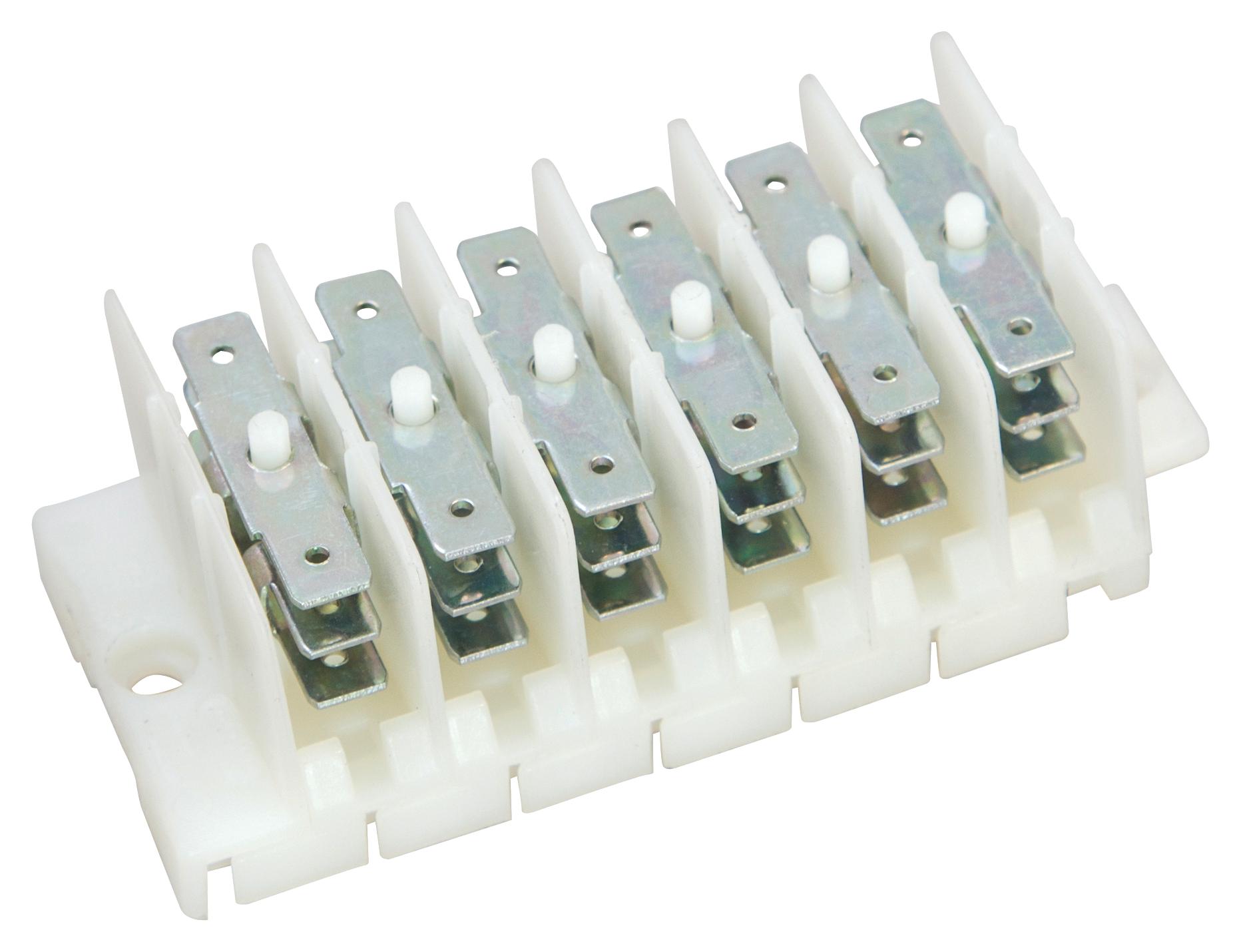 HY508/6 F/F TERMINAL BLOCK, 6P, M4 SCREW, 6 TAB HYLEC