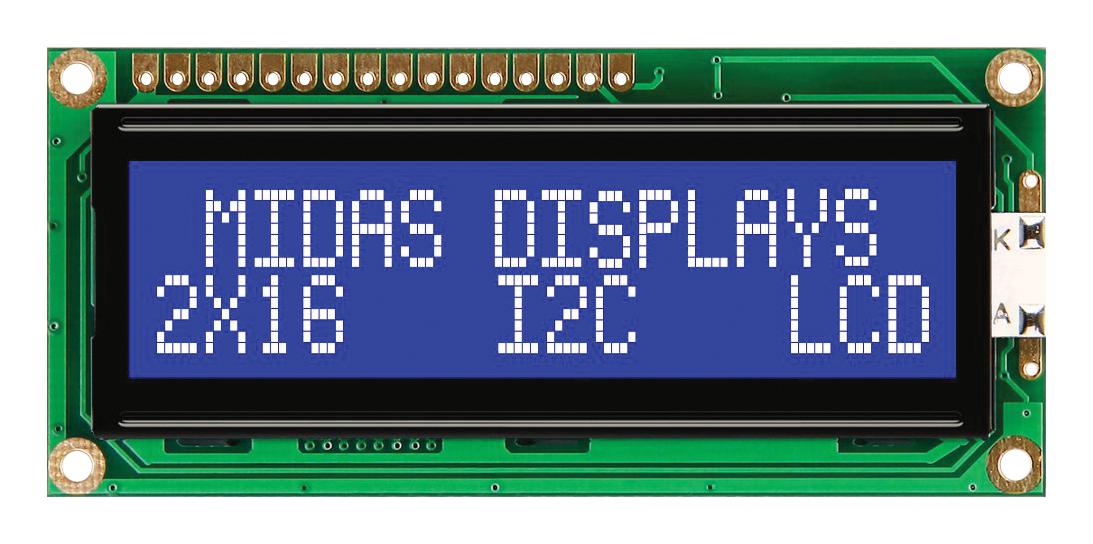 MC21605C6W-BNMLWI-V2 DISPLAY, ALPHANUMERIC, 16X2, WHITE MIDAS