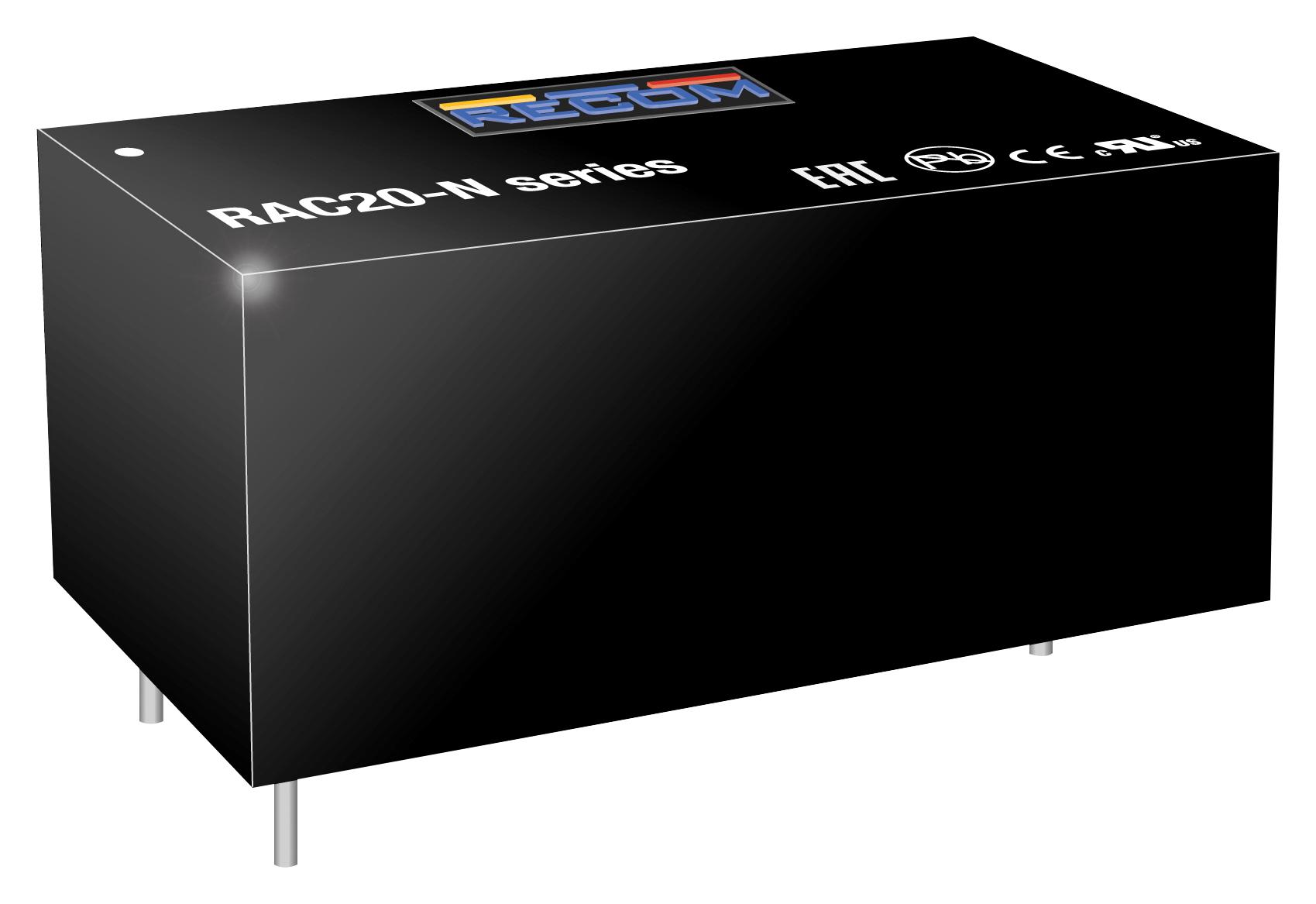 RAC20-24SN POWER SUPPLY, AC-DC, 24V, 0.833A RECOM POWER