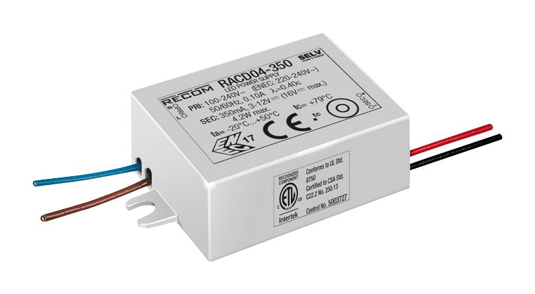 RACD04-700 LED DRIVER, SINGLE O/P, CC MODE, 4W RECOM POWER
