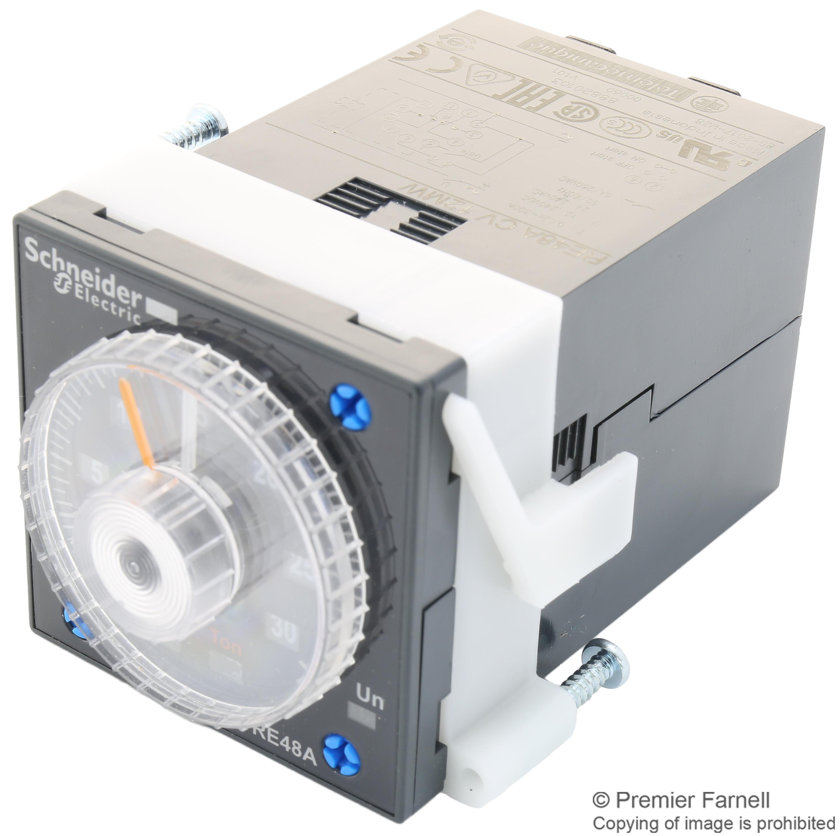 RE48ACV12MW TIMING RELAY, DPDT, 0.02S-300HOUR, 240V SCHNEIDER ELECTRIC