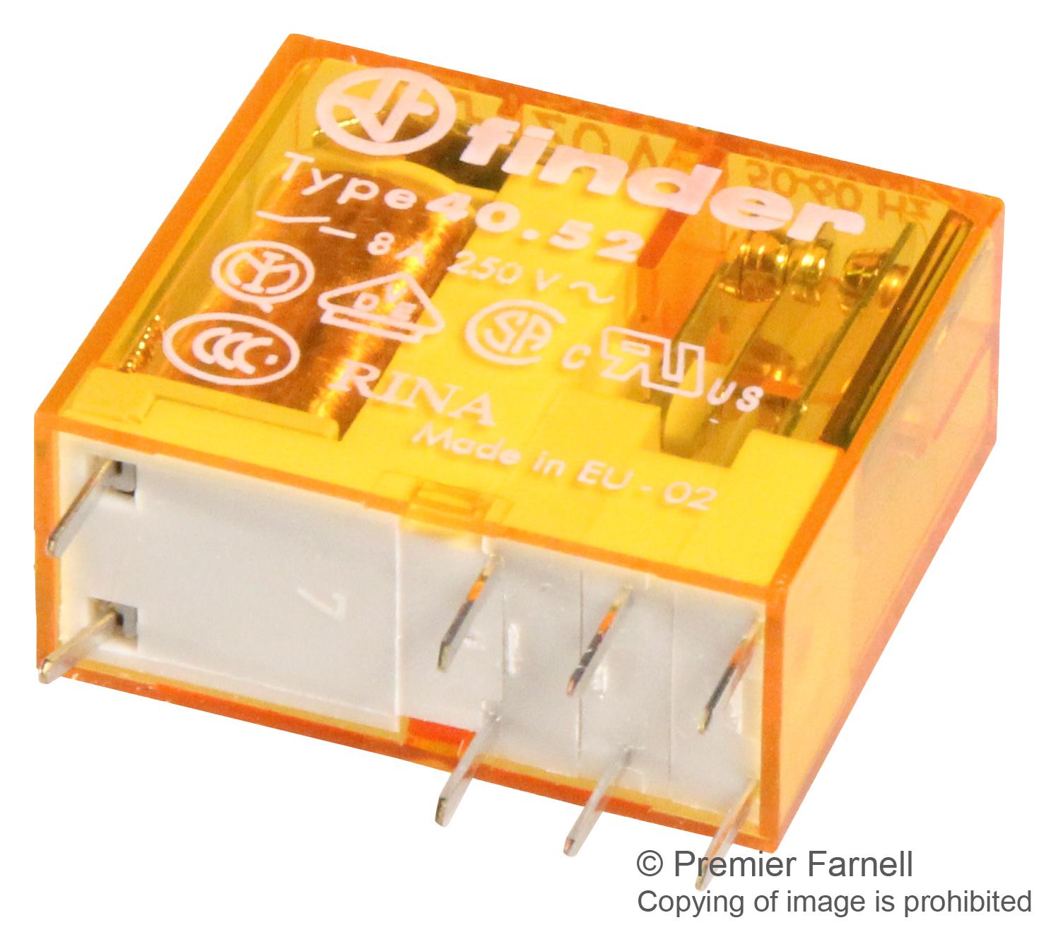 40.52.8.120.0000 RELAY, DPDT, 120VAC, 8A, TH FINDER