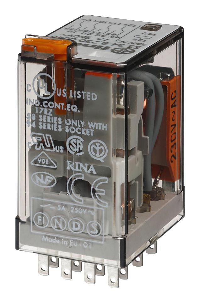 55.34.9.024.0094 RELAY, 4PDT, 24VDC, 7A, SOCKET FINDER