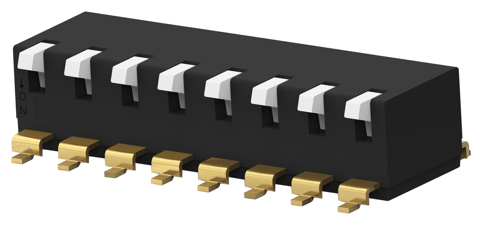 EDSP08SGLNNTU04 DIP SWITCH, 8POS, SPST, PIANO KEY, SMD ALCOSWITCH - TE CONNECTIVITY