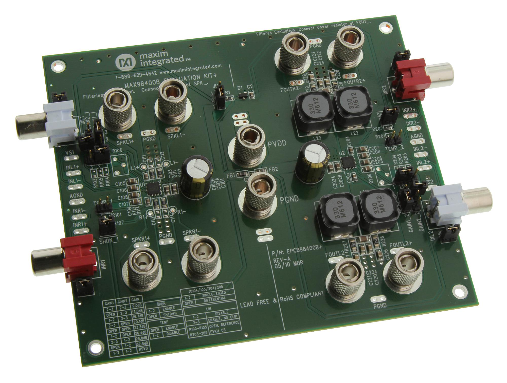 MAX98400BEVKIT+ EVAL BRD, CLASS D AUDIO POWER AMPLIFIER MAXIM INTEGRATED / ANALOG DEVICES