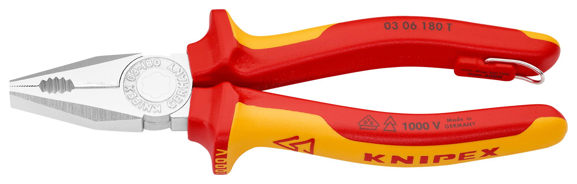 03 06 180 T COMBINATION PLIER, 180MM, 16MM2 KNIPEX