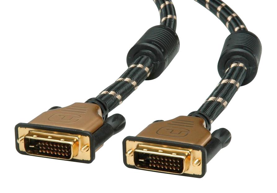 11.04.5511 MONITOR CABLE, DVI-D PLUG, 1M, BLK/GOLD ROLINE
