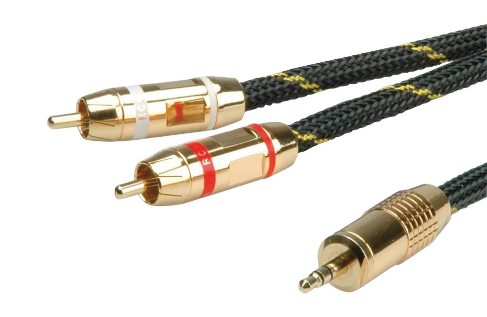 11.09.4276 AUDIO CABLE, 3.5MM-RCA X 2 PLUG, 5M ROLINE