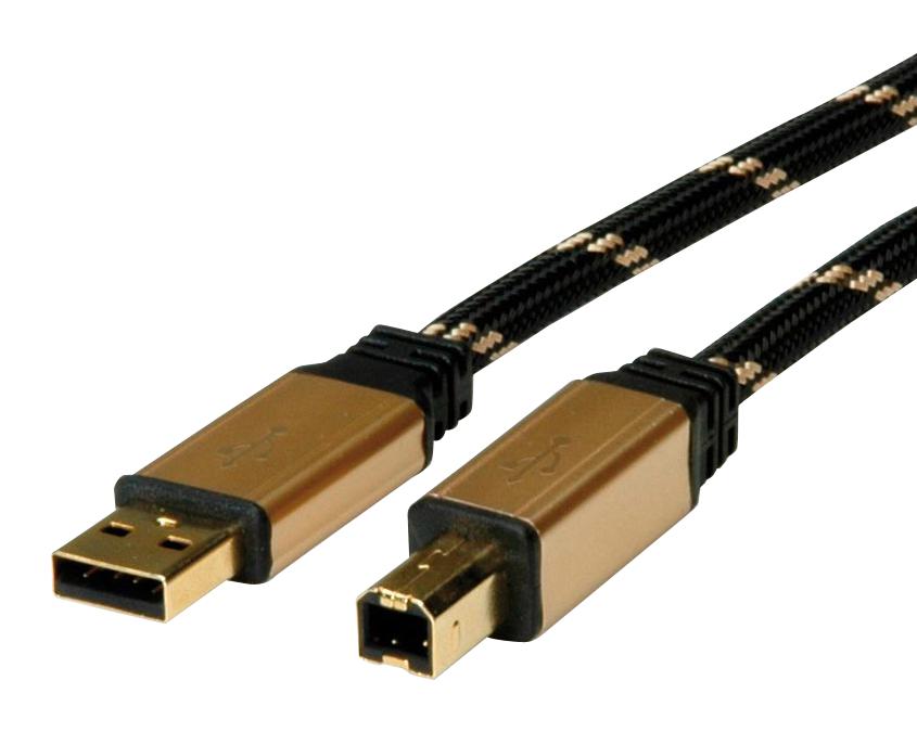 11.02.8900 USB CABLE, 3.0 A-B PLUG, 0.8M, BLK ROLINE