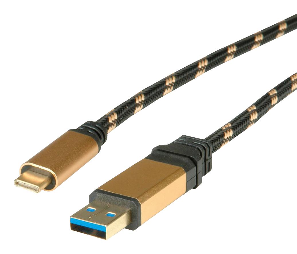 11.02.9013 USB CABLE, 3.1 A-C PLUG, 1M, BLK ROLINE
