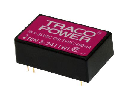 TEN 3-2412WI DC-DC CONVERTER, 12V, 0.25A TRACO POWER