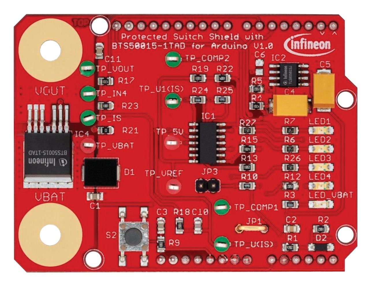 SHIELDBTS500151TADTOBO1 EVAL BOARD, SHIELD PROTECTED SW, ARDUINO INFINEON