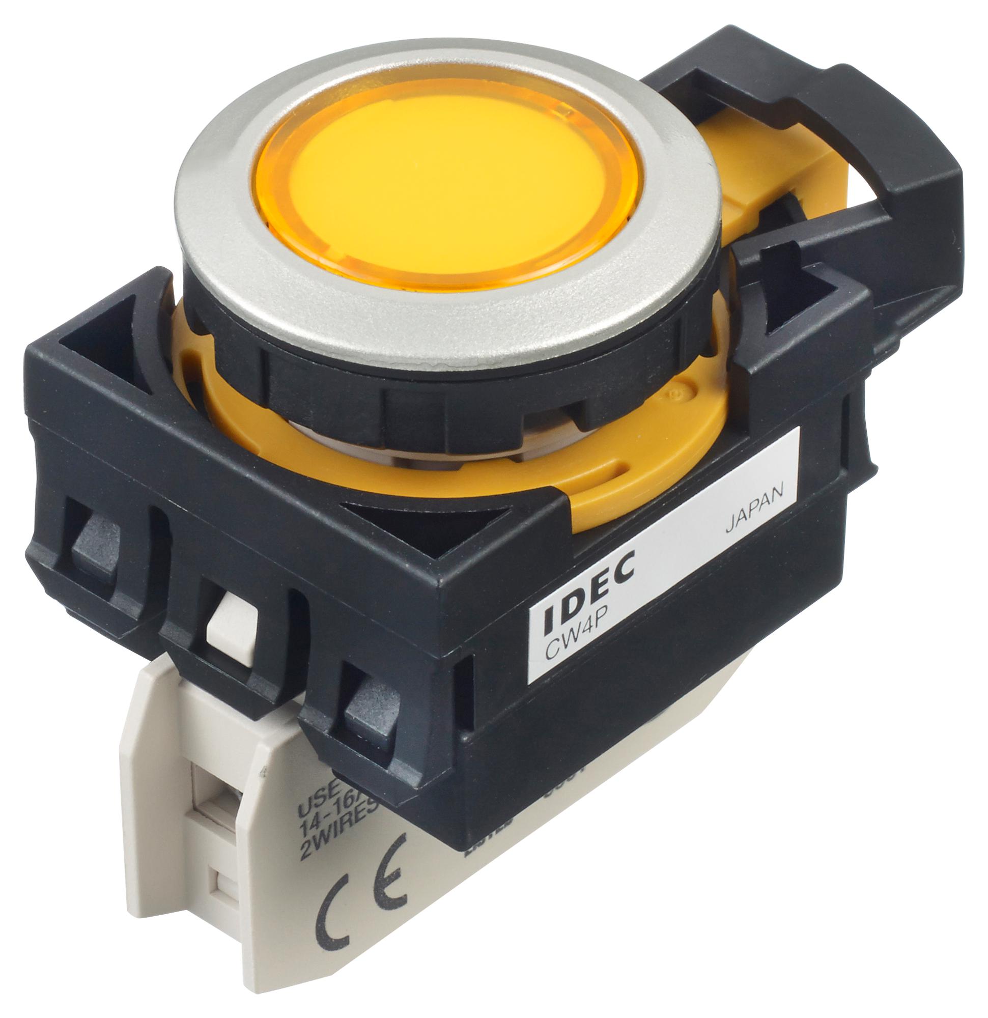 CW4P-1EQM4Y PILOT LIGHT, YELLOW, 22MM, 240VAC IDEC
