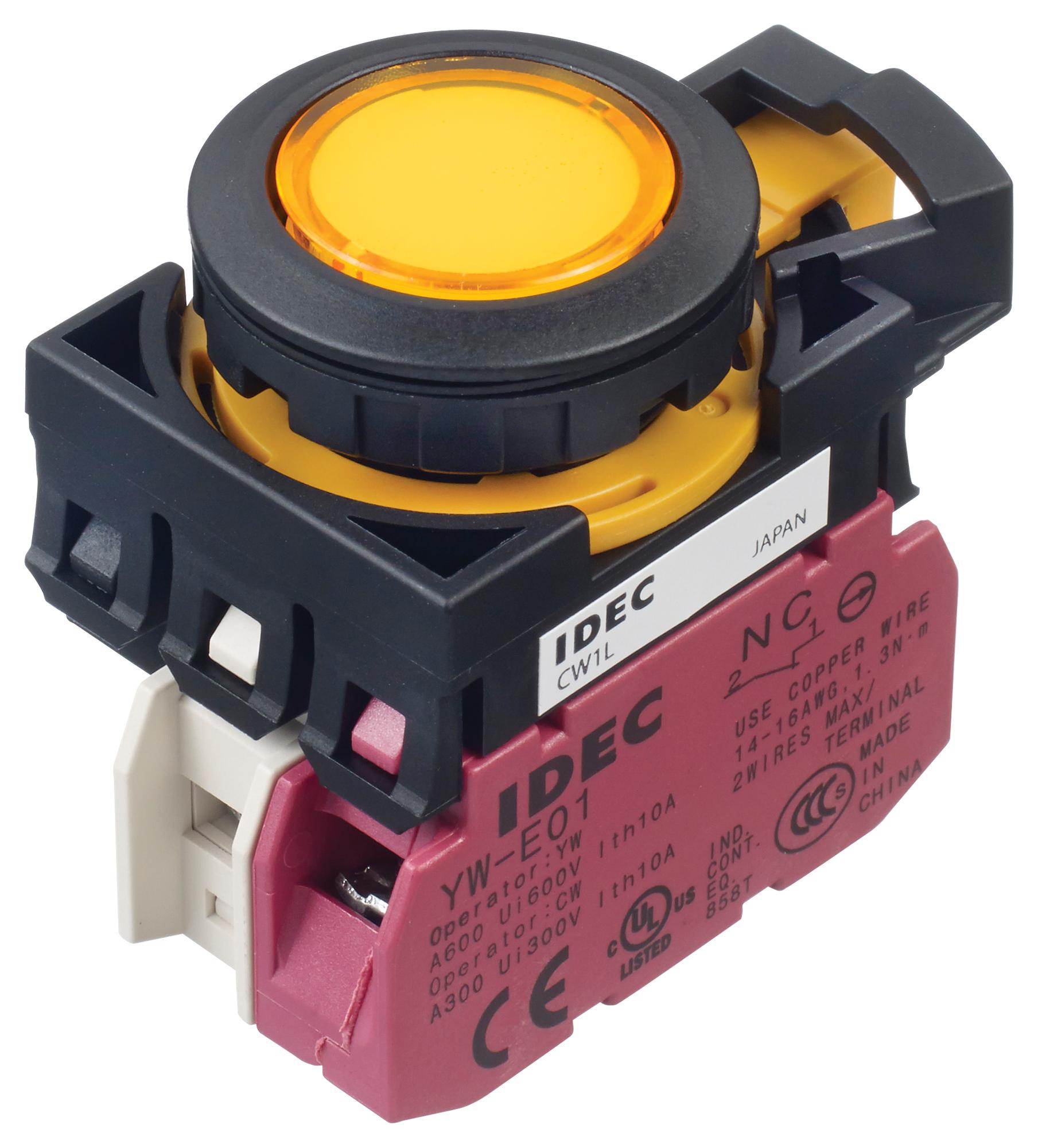 CW1L-M1E01Q4Y PB SWITCH, SPST-NC, 10A, 120VAC, SCREW IDEC