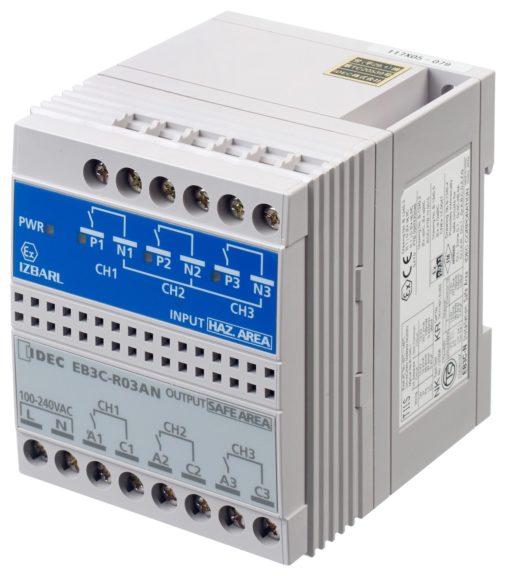 EB3C-R03AN DISCRETE INPUT BARRIER, 3CH, RELAY O/P IDEC