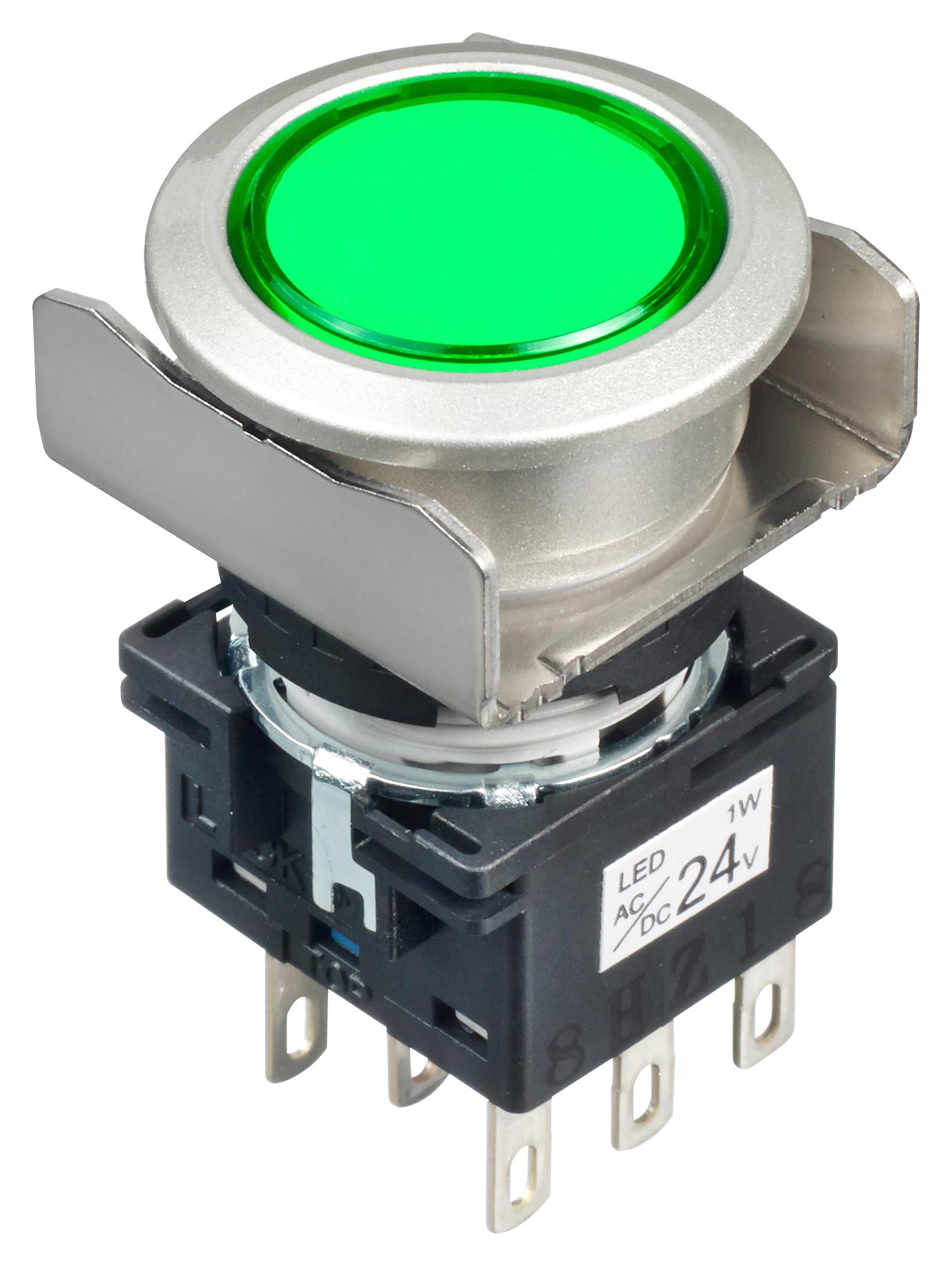 LB6ML-M1T64G PB SWITCH, ILLUM, DPDT, 24VAC/DC, GREEN IDEC