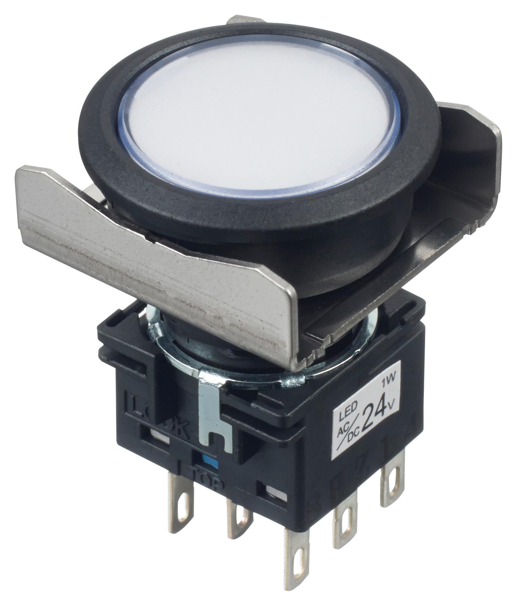 LBW6L-A1T64PW PB SWITCH, DPDT, 24VAC/DC, SOLDER, WHITE IDEC