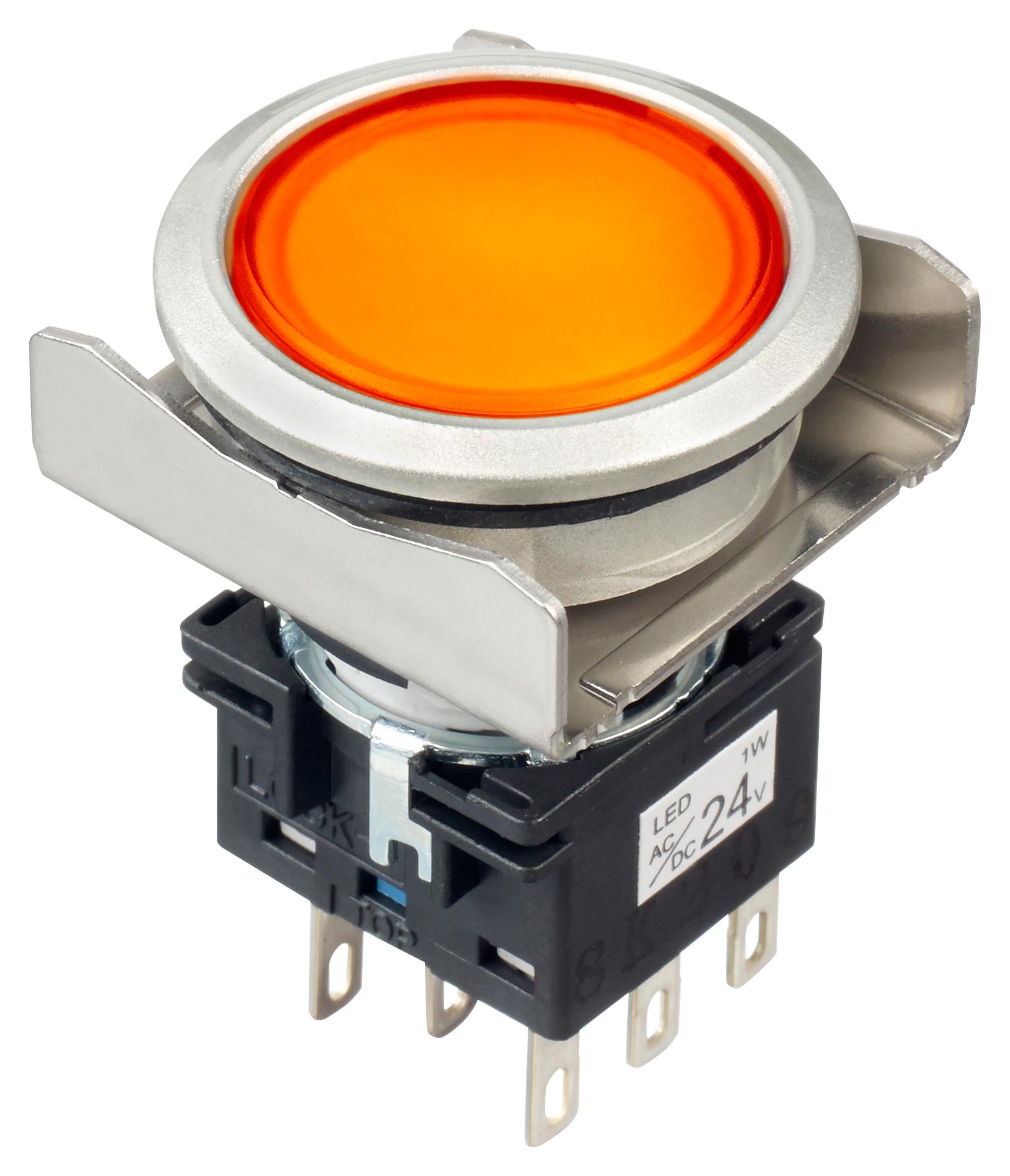 LBW6ML-A1RT64WA PB SW, DPDT, 24VAC/DC, SOLDER, AMBER IDEC