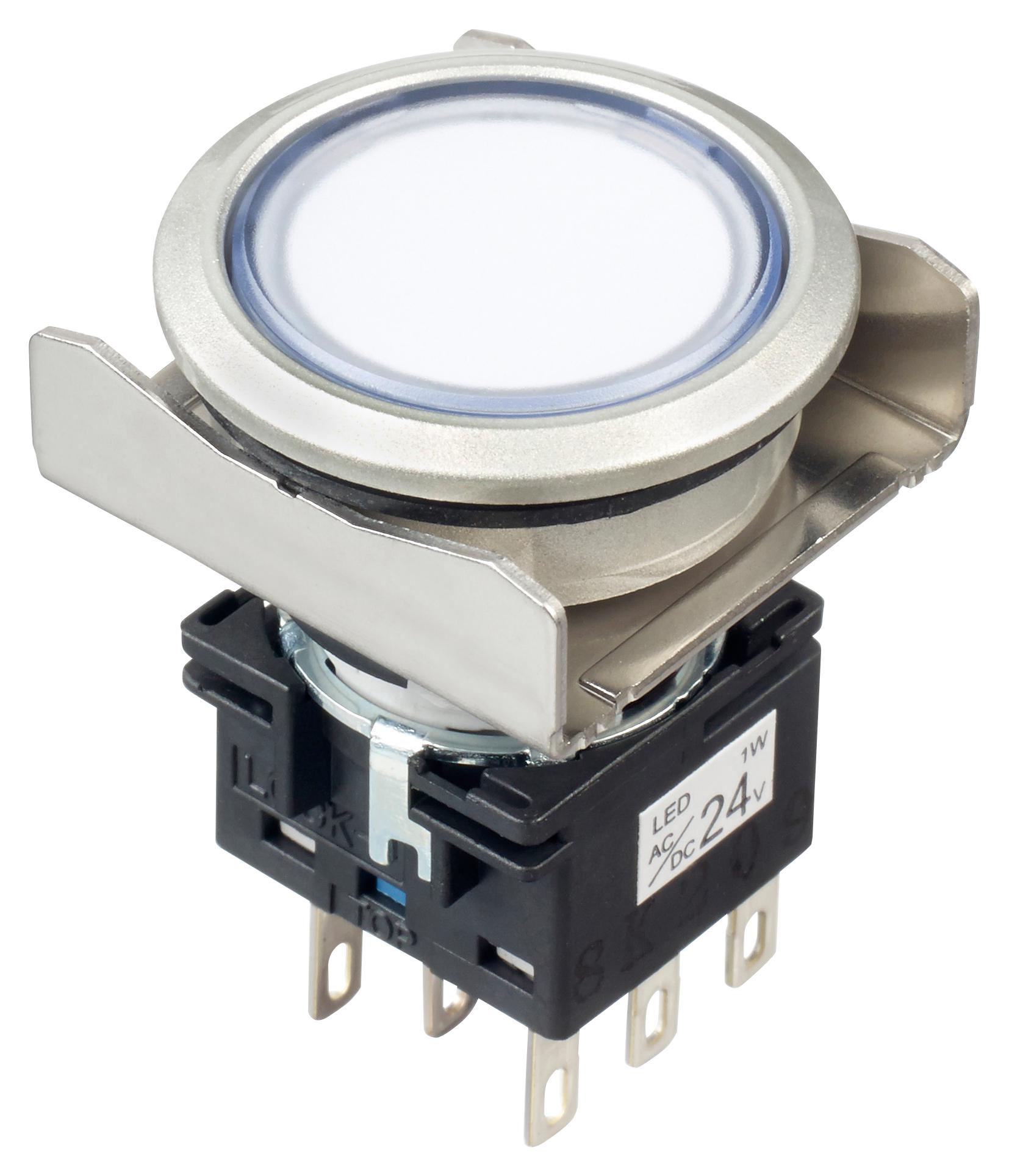 LBW6ML-M1RT64PW PB SW, DPDT, 24VAC/DC, SOLDER, WHITE IDEC