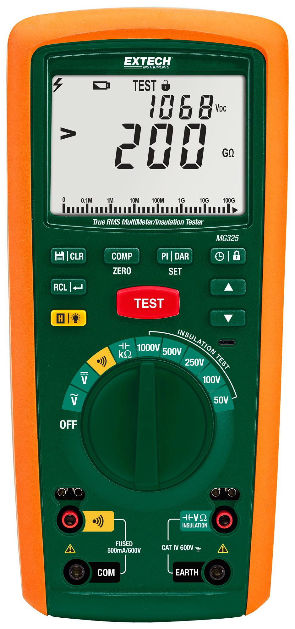 MG325 INSULATION TESTER W/MULTIMETER, 200GOHM EXTECH INSTRUMENTS