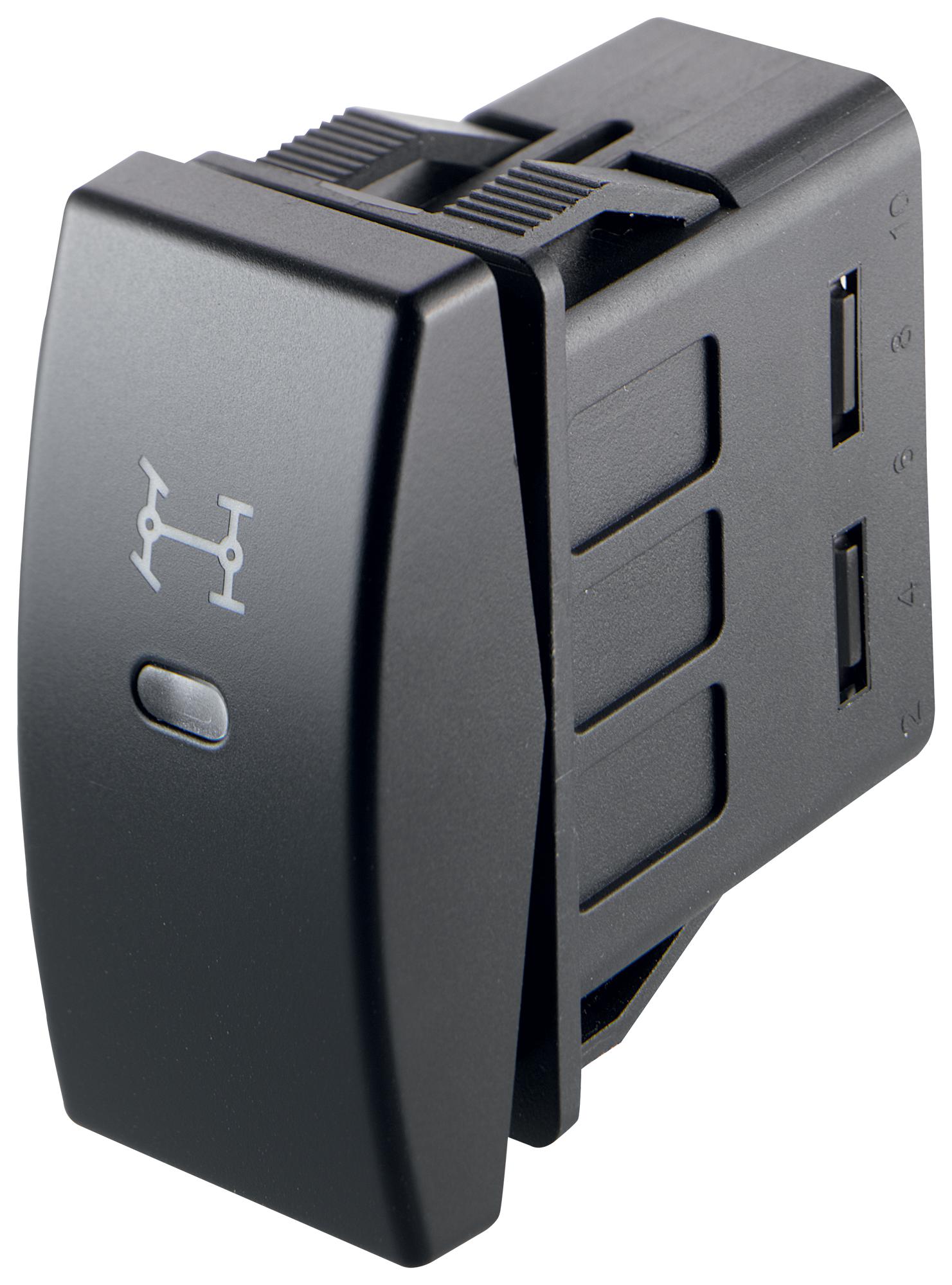 03251.0055-00 ROCKER SWITCH, SPST, 10A, 12VDC, BLACK MARQUARDT