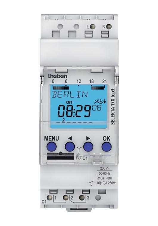 SELEKTA 170 TOP3 TIME SWITCH, DIGITAL, SPDT, 16A, 230VAC THEBEN
