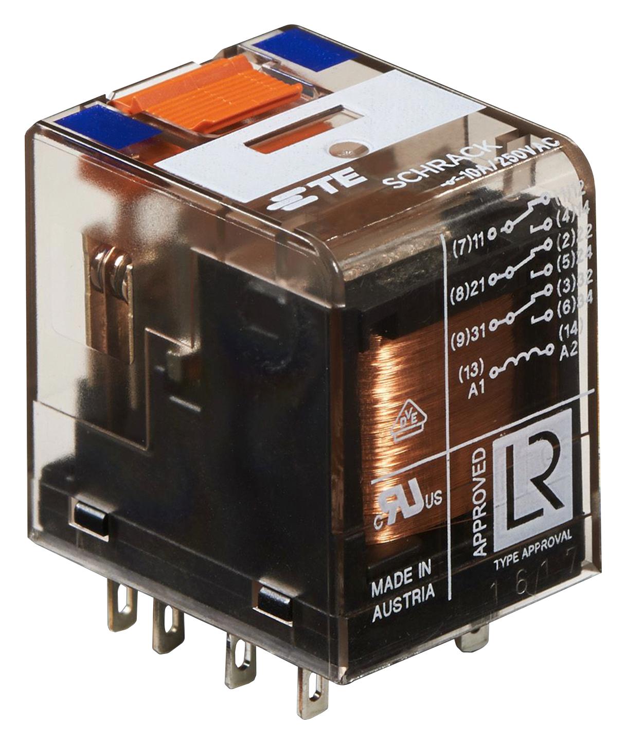 PT370110 POWER RELAY, 3PDT, 10A, 240VAC, SOCKET SCHRACK - TE CONNECTIVITY