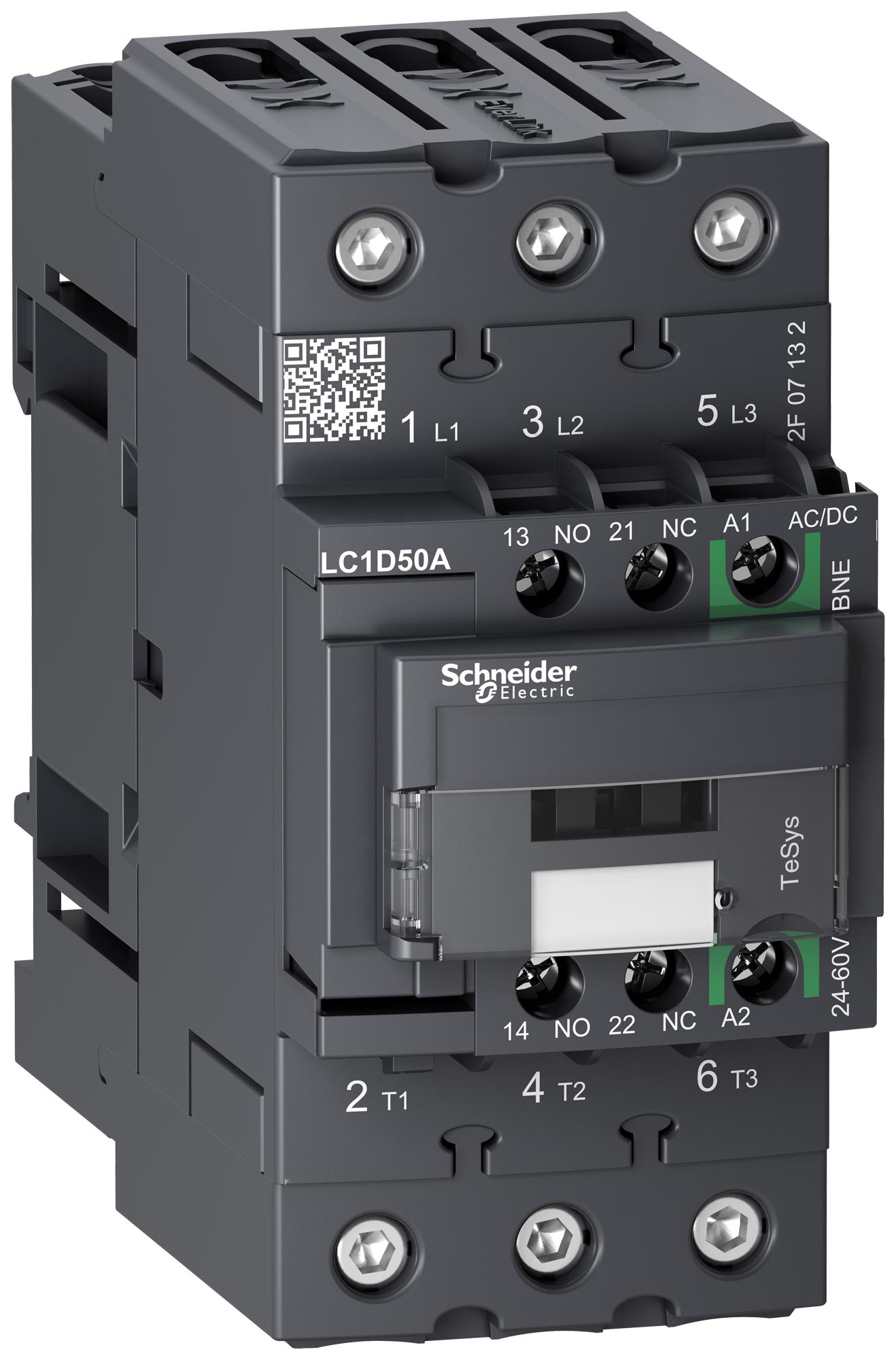 LC1D50ABNE CONTACTOR, 3PST-NO, 60V, DIN RAIL/PANEL SCHNEIDER ELECTRIC