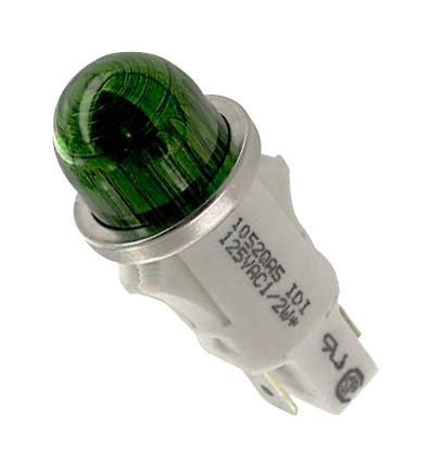 1052QA5 NEON INDICATOR, GREEN, 12.7MM, QC VCC (VISUAL COMMUNICATIONS COMPANY)