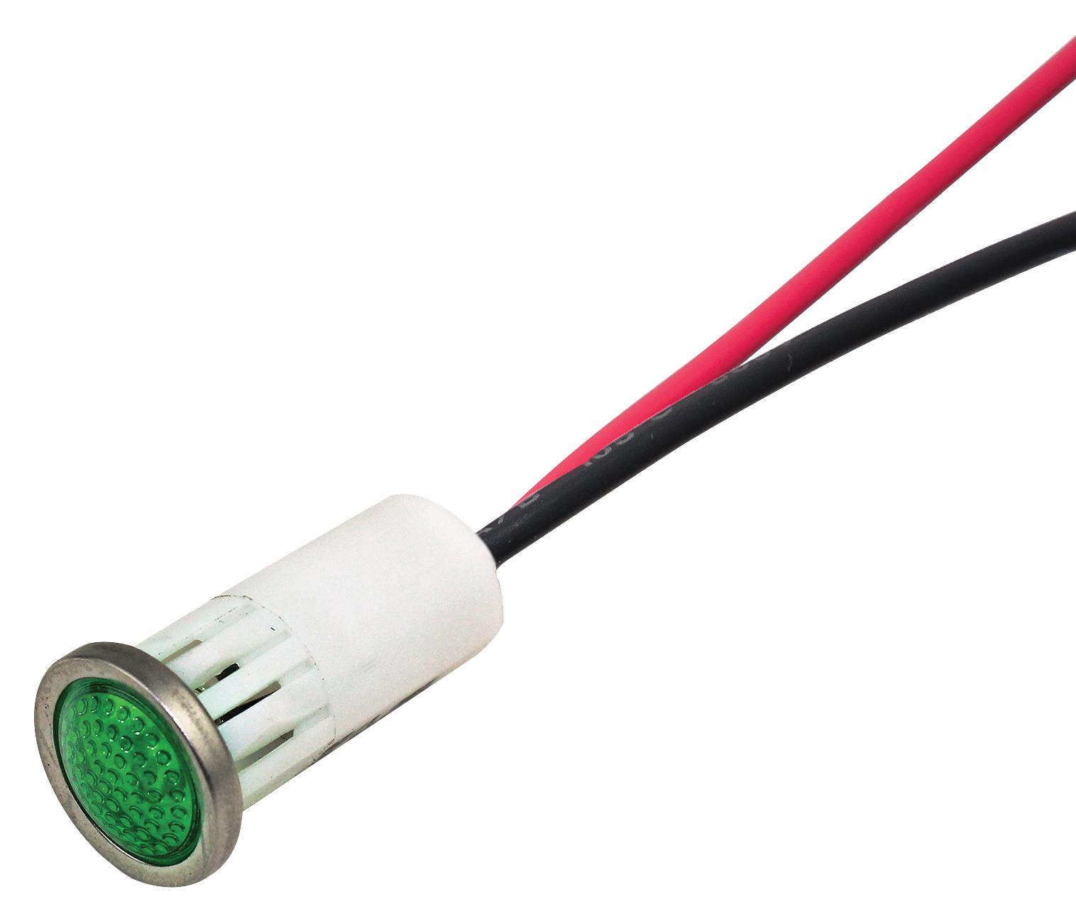 1092D5-12V LED INDICATOR, PANEL, 12.7MM, GREEN, 12V VCC (VISUAL COMMUNICATIONS COMPANY)