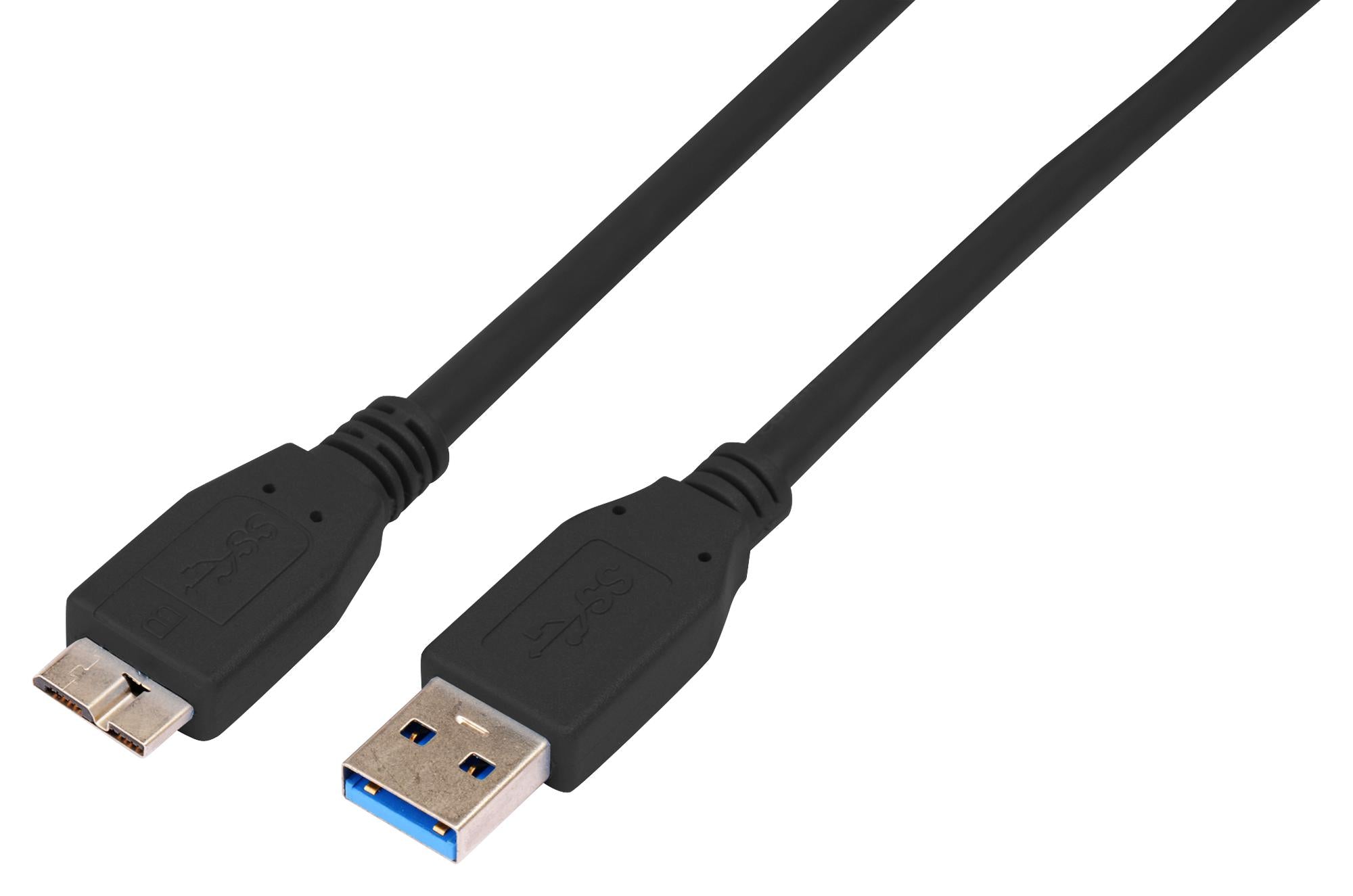 MC002723 USB CORD, 3.0 PLUG A-MICRO B, 6.6FT, BLK MULTICOMP