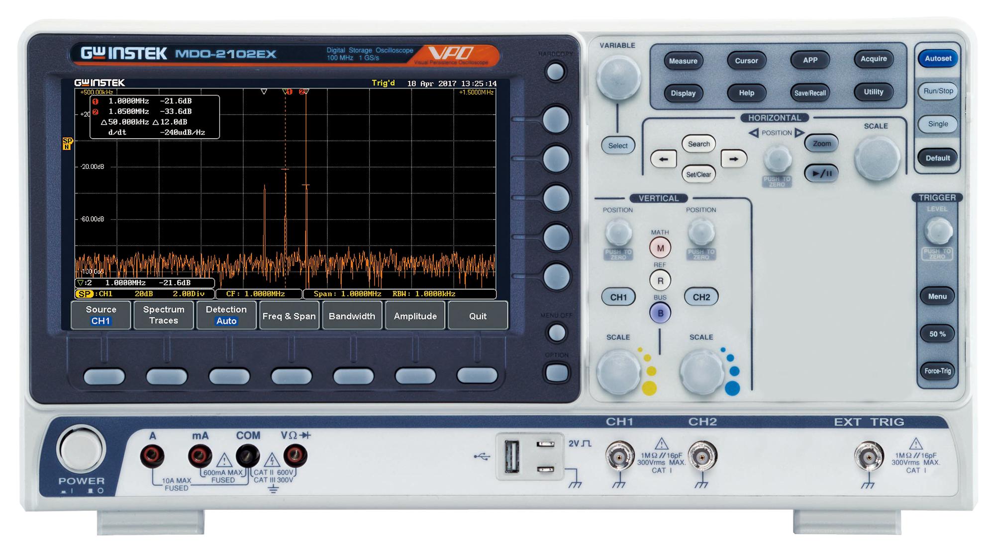 MDO-2102EX OSCILLOSCOPE, 2 CHANNEL, 100 MHZ GW INSTEK