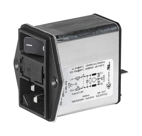 3-105-315 POWER LINE FILTER, STANDARD, 10A, QC SCHURTER