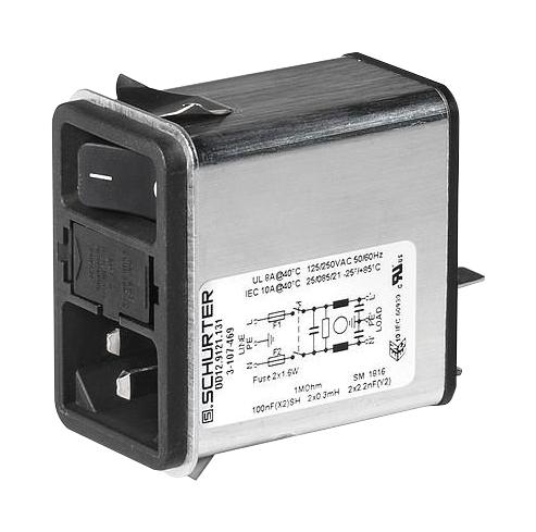 3-107-468 POWER LINE FILTER, STANDARD, 8A, QC SCHURTER