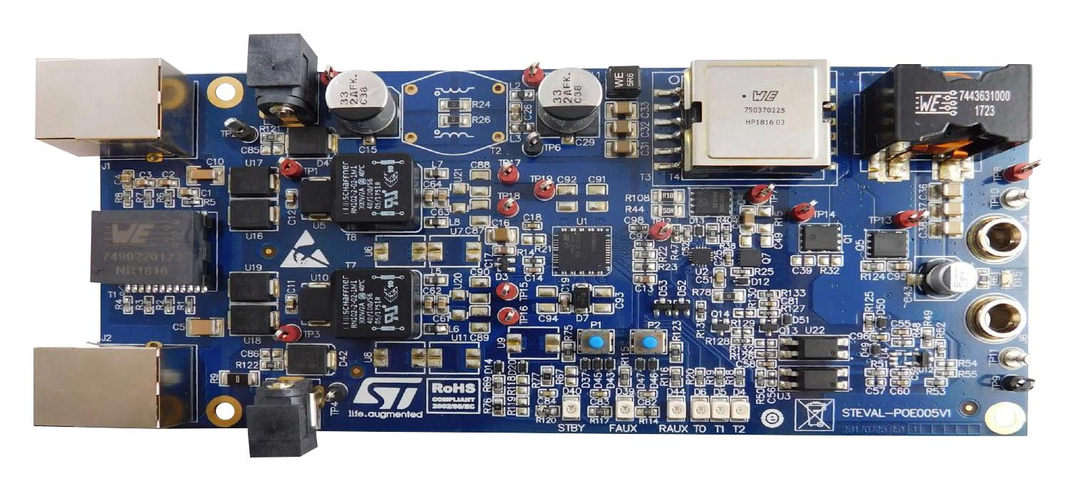 STEVAL-POE005V1 EVAL BOARD, HIGH POWER POE PD STMICROELECTRONICS
