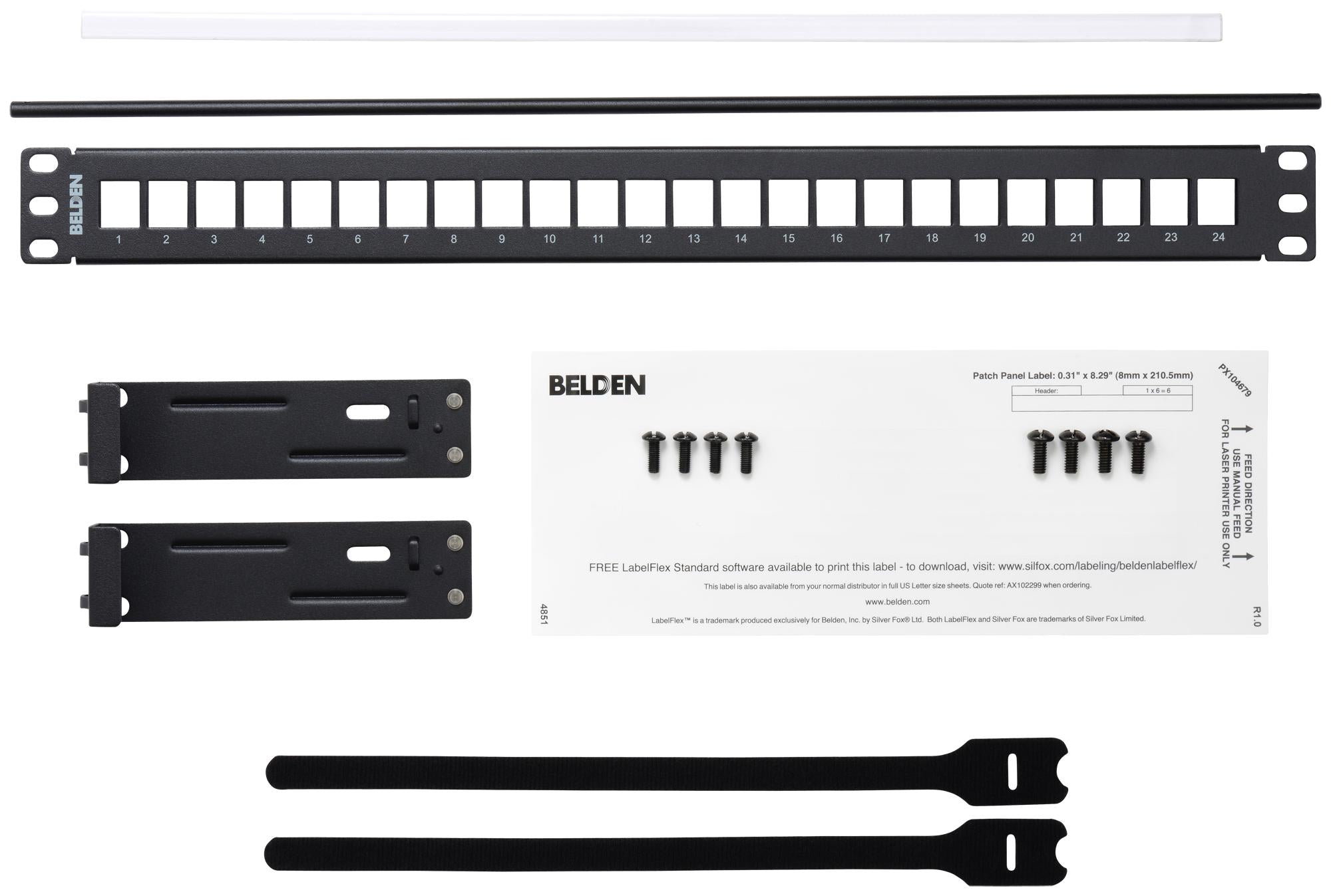 AX103114 PATCH PANEL, MODULAR, 24PORT, CAT5E/6 BELDEN