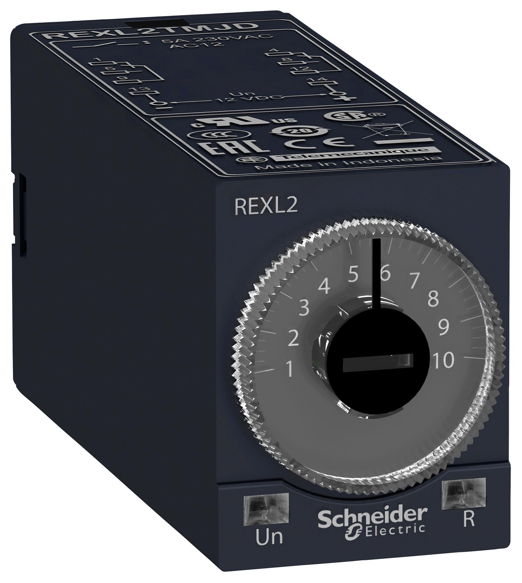 REXL2TMB7 TIME DELAY RELAY, DPDT, 0.1S-100H, SKT SCHNEIDER ELECTRIC